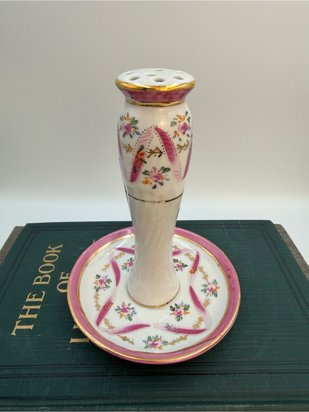 Vintage Limoges China Victorian Style Hat Pin Holder Porcelain Hand Painted